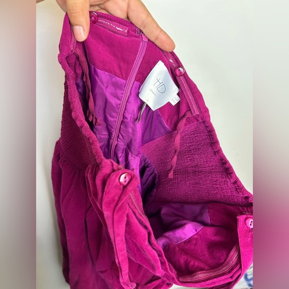 Anthropologie HD in Paris Size 6 Mini Corduroy Dress Purple Magenta Strapless - Picture 14 of 16